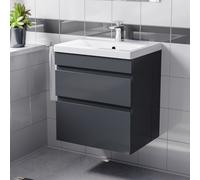 Nes Home 500mm Wall Hung Vanity with Basin 2 Drawers Handless in Anthracite