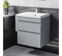Nes Home 500mm Wall Hung Vanity with Basin 2 Drawers Handless in Matte Grey