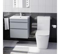 Nes Home 500mm Wall Hung Vanity With Basin & Rimless Close Coupled Toilet