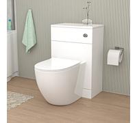 Nes Home 500mm WC Unit & D Shape Rimless Round Back To Wall Toilet With Cistern