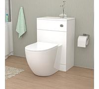 Nes Home 500mm WC Unit & D Shape Rimless Round Back To Wall Toilet With Cistern