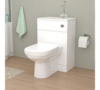 Nes Home 500mm Wc Unit & Round Back To Wall Ceramic Toilet With Cistern