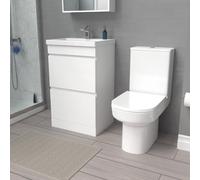 Nes Home 500mm White 2 Drawers Basin Vanity & Rimless Close Couple Toilet