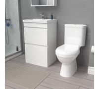 Nes Home 500mm White 2 Drawers Basin Vanity Unit & Close Coupled Toilet Set