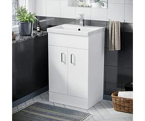 Nes Home 500mm White Basin Sink Flat Pack Vanity Unit Floor Standing |Nanuya
