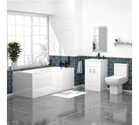 Nes Home 500mm White Basin Vanity, Square Rimless Close Coupled Toilet And Bath