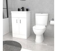 Nes Home 500mm White Floorstanding Basin Vanity and Close Coupled Toilet Set