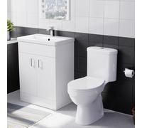 Nes Home 500mm White Floorstanding Basin Vanity and Close Coupled Toilet Set