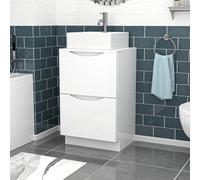 Nes Home 500mm White Freestanding 2 Drawers Vanity & Worktop With Square Basin