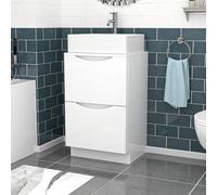 Nes Home 500mm White Freestanding Vanity Unit, Worktop With Square Bowl Basin