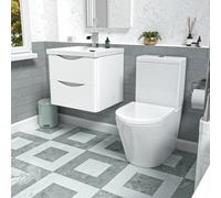 Nes Home 500mm White Wall Hung Vanity Basin Vanity & Close Coupled Toilet