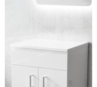 Nes Home 505mm Gloss White MDF Bathroom Worktop For Vanity Cabinet