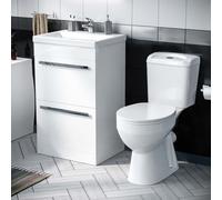 Nes Home 510 mm Basin 2 Drawer Vanity Cabinet & Wc Toilet Pan 2-Piece Suite