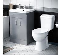 Nes Home 510mm Grey Floor Standing Vanity With 2 Doors, Wc Toilet Pan & Basin