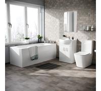 Nes Home 550mm Basin Vanity, Close Coupled Toilet And Round Bath