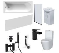 Nes Home 550mm Basin Vanity Unit, Bath, Toilet and Shower Screen