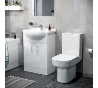 Nes Home 550mm Freestanding Vanity Basin Unit & Close Coupled Toilet White