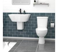 Nes Home 550mm Semi Pedestal Basin White & Close Coupled Toilet