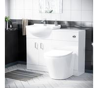 Nes Home 550mm White Vanity Sink Unit, Cloakroom Basin & BTW Toilet WC Flat Pack