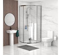 Nes Home 560mm Square Modern Pedestal Basin Toilet 900mm Shower Screen & Tray