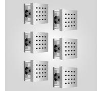 Nes Home 6 x Chrome Square Bathroom Shower Mixer Massage Body Jets in Metallic Silver Nes Home Metallic Silver