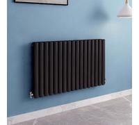 Nes Home 600 X 1020mm Horizontal Double Oval Tube Matte Black Designer Radiator