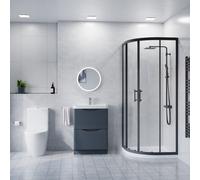 Nes Home 600mm Floor Standing Vanity With Basin, Toilet & Quadrant Screen
