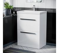 Nes Home 600mm Floorstanding 2 Drawer Vanity Basin Unit White