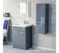 Nes Home 600mm Freestanding Anthracite Basin Vanity & 350mm Wall Hung Cabinet