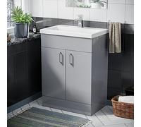 Nes Home 600mm Freestanding Grey Vanity Unit With Basin