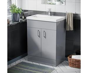 Nes Home 600mm Freestanding Grey Vanity Unit With Basin