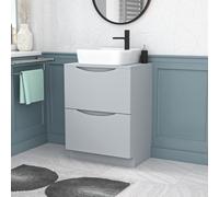Nes Home 600mm Freestanding Matte Grey Vanity Unit Ceramic Rounded Corner Basin