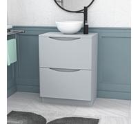 Nes Home 600mm Freestanding Matte Grey Vanity Unit Round Bowl Basin