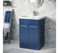 Nes Home 600mm Freestanding Vanity Unit Cabinet And Wash Basin Royal Blue