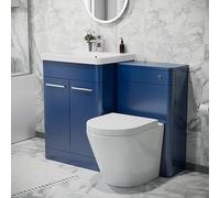 Nes Home 600mm Freestanding Vanity Unit with Basin, Rimless Toilet, WC unit Royal Blue