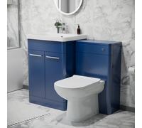 Nes Home 600mm Freestanding Vanity Unit with Basin, Toilet, WC unit Royal Blue