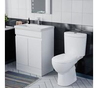 Nes Home 600mm Gloss White Basin Vanity & Close Coupled Toilet