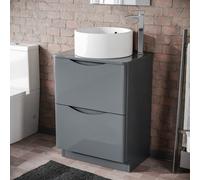 Nes Home 600mm Grey Freestanding Vanity With Worktop And 420mm Round Basin