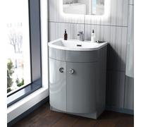 Nes Home 600mm Grey Vanity Basin Cabinet Poly Marble Freestanding Unit