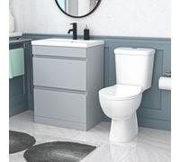 Nes Home 600mm Matte Grey 2 Drawers Handleless Basin Vanity Close Coupled Toilet