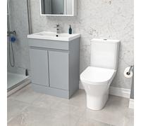 Nes Home 600mm Matte Grey Basin Vanity & Close Coupled Rimless Toilet