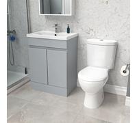 Nes Home 600mm Matte Grey Basin Vanity & Close Coupled Toilet