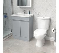Nes Home 600mm Matte Grey Basin Vanity & Close Coupled Toilet