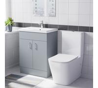Nes Home 600mm Matte Grey Basin Vanity & Rimless Square Close Coupled Toilet