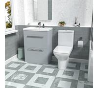 Nes Home 600mm Matte Grey Drawers Basin Vanity & Rimless Close Coupled Toilet