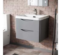 Nes Home 600mm Matte Grey Wall Hung Basin Vanity Cabinet Storage Furniture