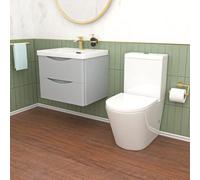 Nes Home 600mm Matte Grey Wall Hung Vanity Basin Vanity & Close Coupled Toilet