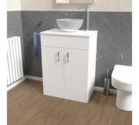 Nes Home 600mm Vanity Unit Cabinet With Worktop White