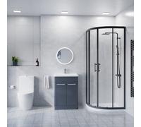 Nes Home 600mm Vanity With Close Coupled Toilet, 900mm Quadrant Screen With Tray