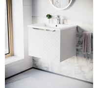 Nes Home 600mm Wall Hung Vanity Double Drawers Matte Pink with Basin